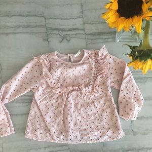 Zara Girls: Blush Pink Cotton Eyelet Top